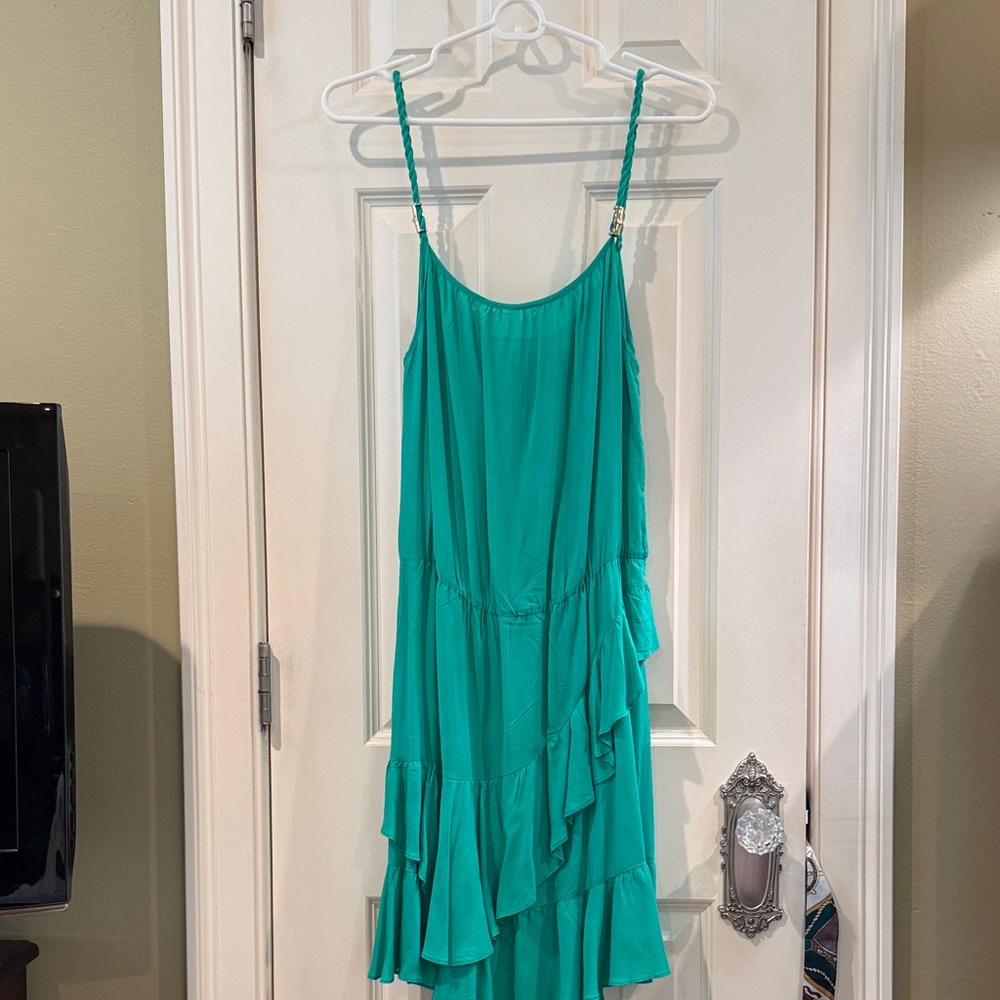 Heidi Klein Teal Green Mini Dress with Braided Straps